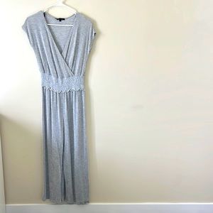 Gray and white romper pant